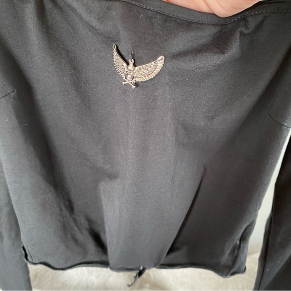 NWT Dark in Love Kiri Top TW395 Black Goth Long Sleeve Gothic Crop Pointed Hem - Picture 6 of 11